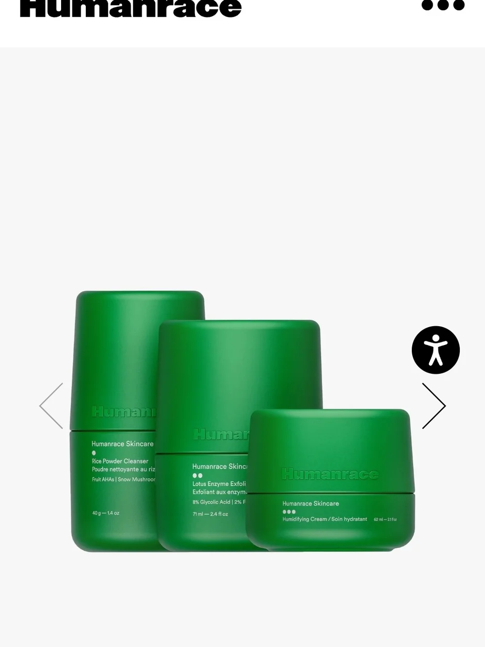 Three-Minute Facial Routine Kit  Humanrace Green Skincare Set